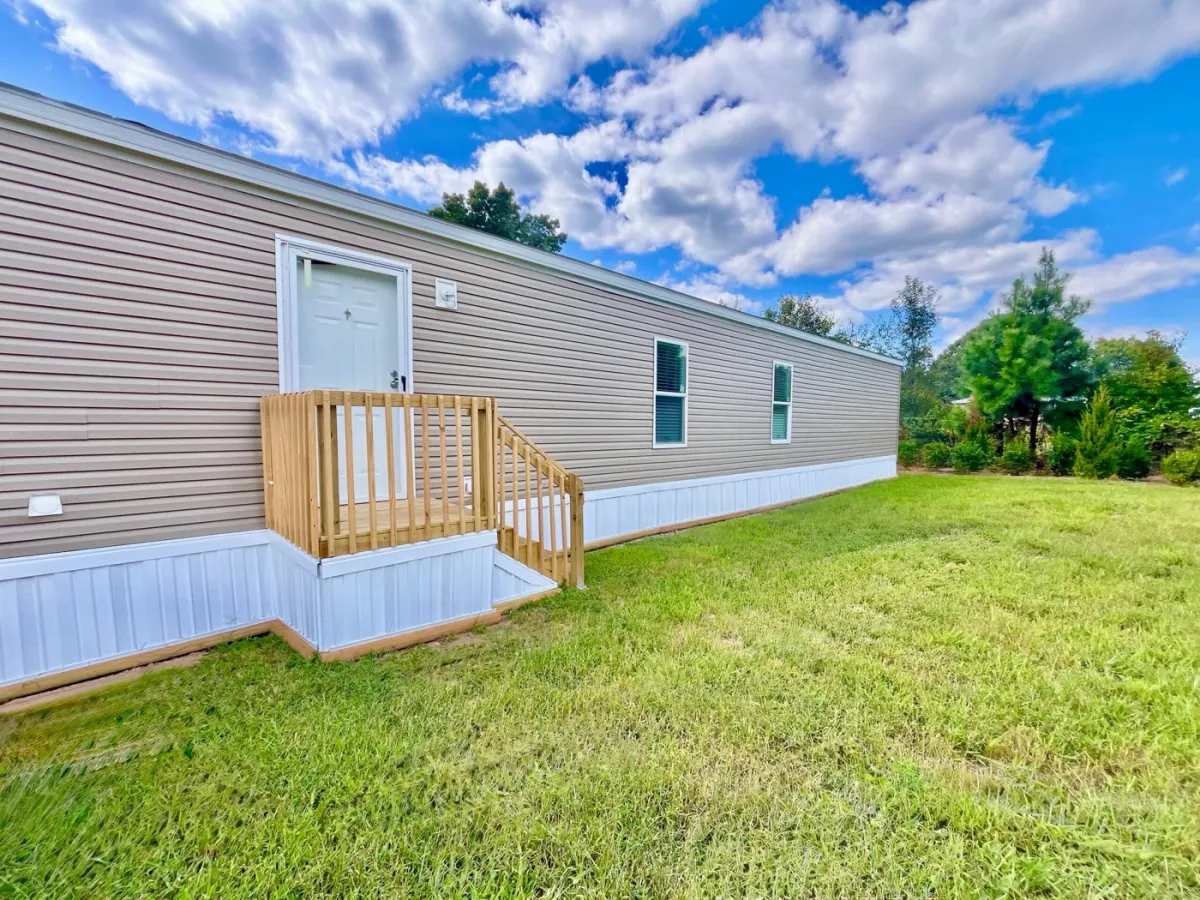 Finished, fully set-up manufactured home ready for inspection