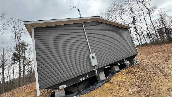 Mobile home with utility connections on a prepared site